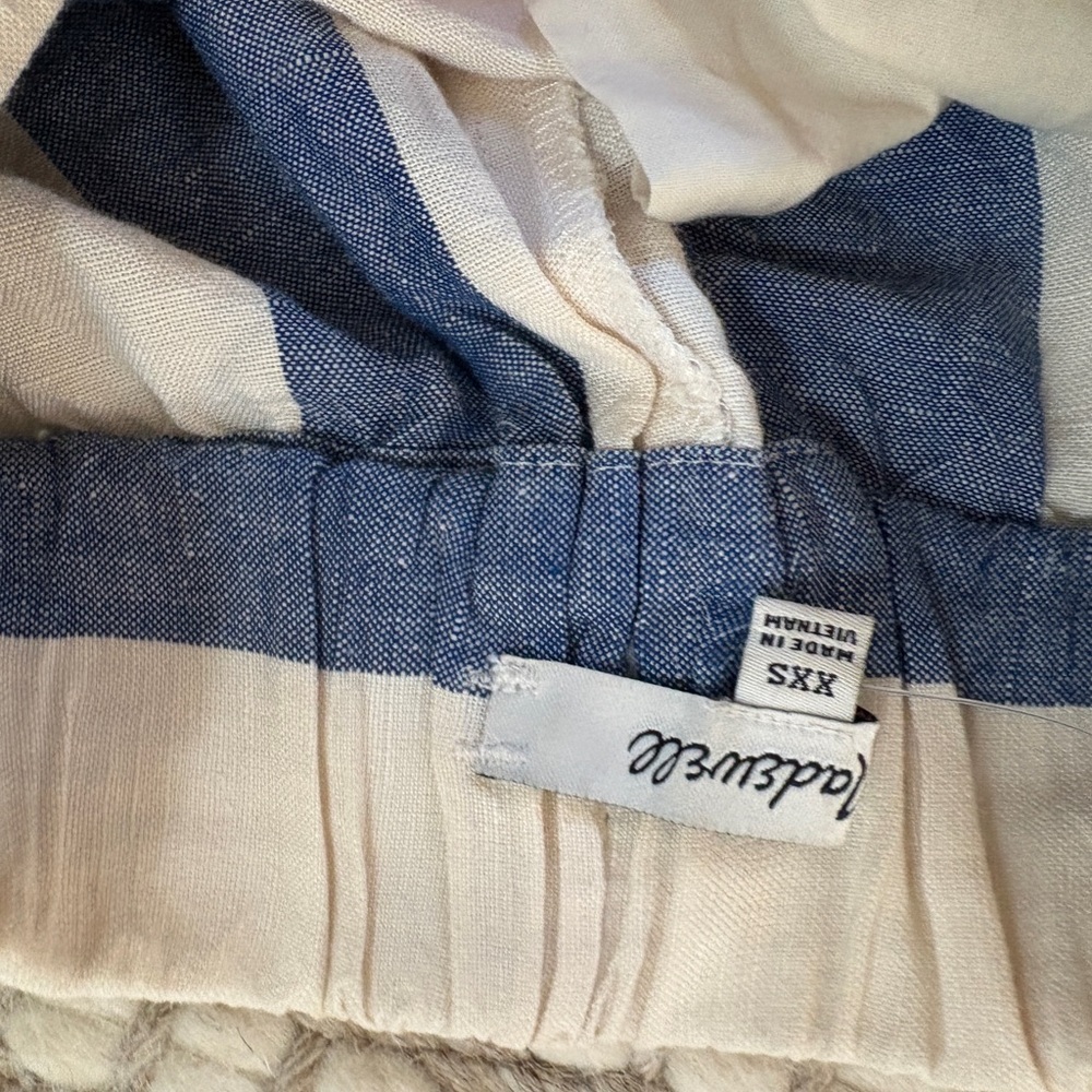 Madewell Linen Blue and White Striped Pants